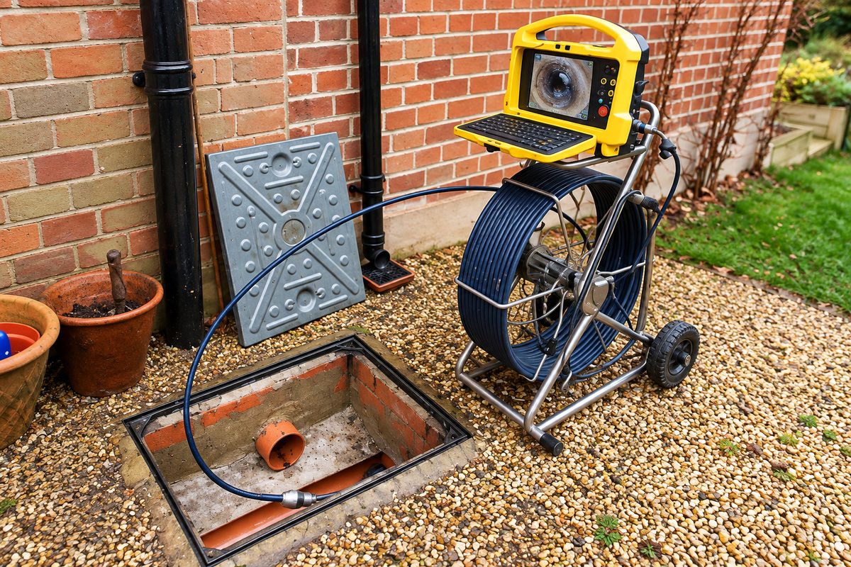 CCTV drain survey equipment inspecting underground drainage